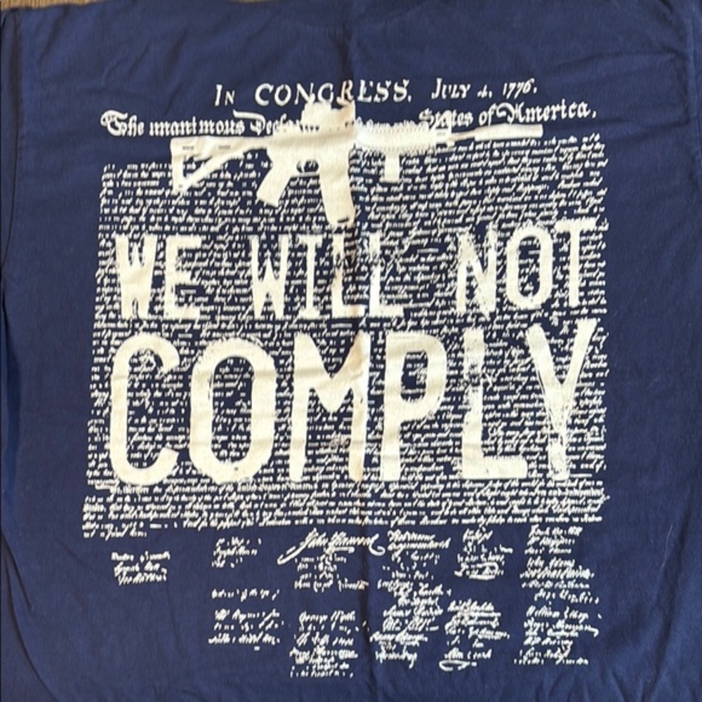 Blue Graphic T-Shirt with White Text - Picture 2 of 5